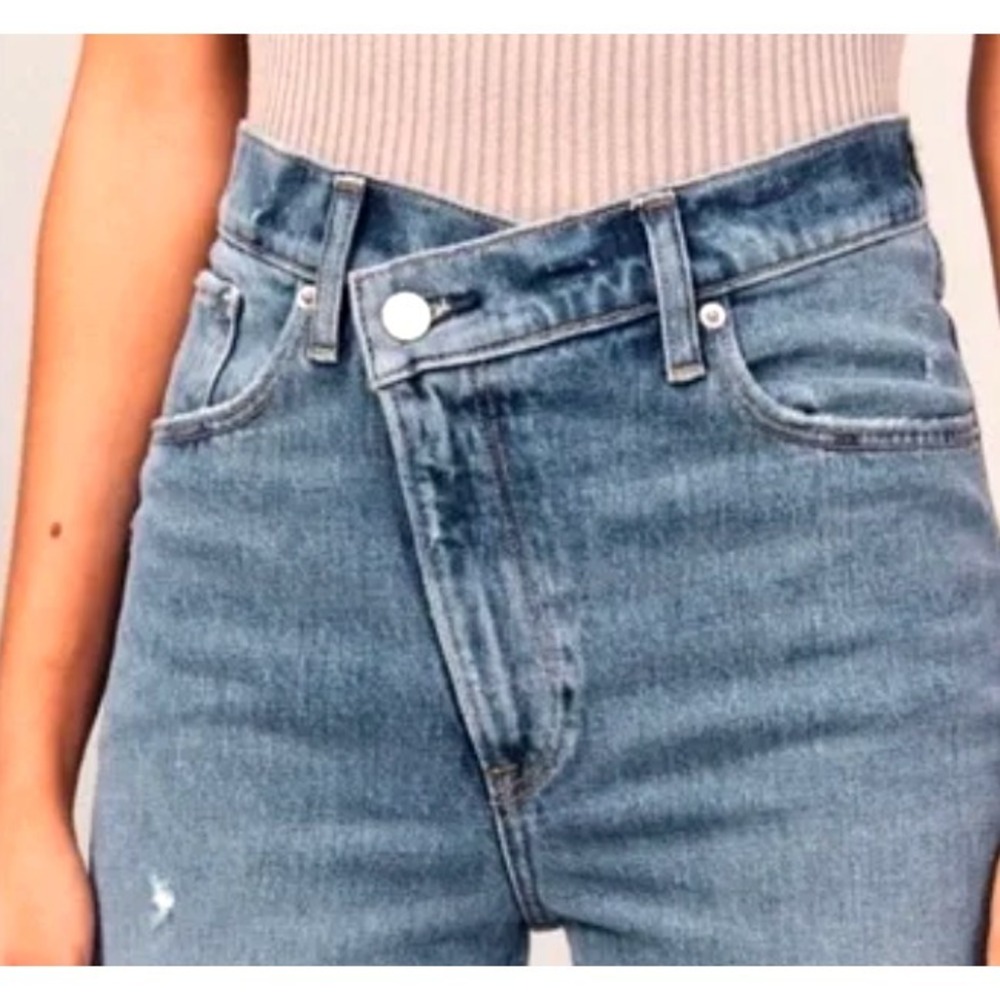 Abercrombie & Fitch 90s Straight Ultra High Rise Criss-Cross 25/0 XL Light Wash - Picture 3 of 14